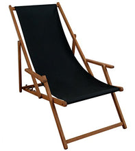 Erst-Holz Resistente Sedia a Sdraio Nera in Faggio Scuro Pieghevole per la Spiaggia-Giardino 10-305