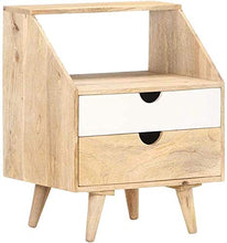 H-CAR Lsqdwy Comodino Comodino 2 Cassetti 40x30x50 Cm Legno Massello di Mango