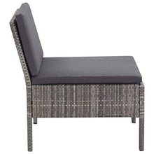 Tidyard 3 pz Set Divano da Giardino, 3 Divani con Cuscini, Set Divani Modulari da Giardino per Esterno, Salottino da Giardino in Polyrattan Grigio
