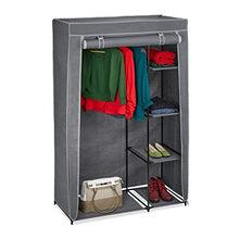 Relaxdays Armadio in Tessuto, con Asta per Abiti e 5 Ripiani, Pieghevole, Cerniera Zip, HLP: 161x105,5x45cm, Antracite, Vello, Ferro, plastica, 1 pz
