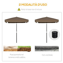 Outsunny Ombrellone da Esterno 200x200cm, Terrazza, Giardino con Tettuccio Quadrato, Regolabile e Portatile, caffè