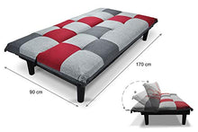SAMIRA Divano Letto clic clac in Tessuto Grigio Scuro - Rosso - Grigio Chiaro - Divanetto MOD. Russell