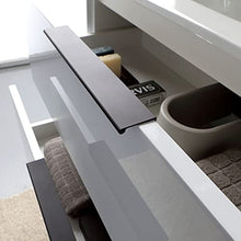 Kiamami Valentina MOBILE BAGNO BIANCO LUCIDO 90CM MANIGLIA NERO OPACO E SPECCHIO A LED | PARIGI