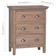 vidaXL Credenza con 3 Cassetti 60x30x75 cm in Legno Massello di Teak