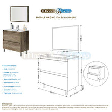 MarinelliGroup Mobile Bagno 80 cm con lavabo in Ceramica e Specchio con cassetti Rovere. Dalia