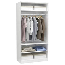 Cikonielf Armadio aperto per appendere e riporre vestiti, con 3 ripiani, per camera da letto, finitura in bianco con brillantini, 100 x 50 x 200 cm