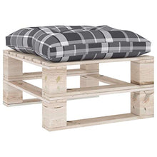 vidaXL Cuscino per Pouf su Pallet Grigio Motivo a Quadri in Tessuto
