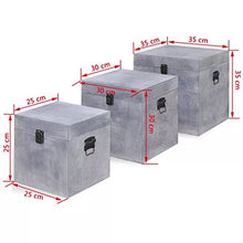 Xingshuoonline scatole portaoggetti apparenza Cemento 3 Pezzi Grigio MDF, Grande: 35 x 35 x 35 cm