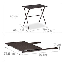 Relaxdays Pieghevole da Giardino, Aspetto Legno, Tavolo Rettangolare Balcone, Plastica, 75x77,5x48,5 cm, Marrone