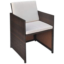 FAMIROSA Set da Pranzo da Giardino 9 pz con Cuscini Polyrattan Marrone-2544