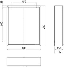 Emco Asis-Armadietto a Specchio a LED Prime, 600 mm, 2 Ante, Parete Posteriore, Cromato
