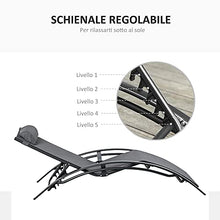 Outsunny Sdraio da Giardino Reclinabile su 5 Livelli con Cuscino Rimovibile, Alluminio e Textilene, 46x171x82cm Grigio