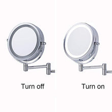 Specchio da Bagno a LED con Specchio da Trucco a Specchio Struttura Pieghevole Rotazione a 360 ° Funzione di Zoom della Superficie dello Specchio HD Specchio a LED Argento da 8,5 Pollici