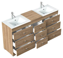 Mobile bagno a terra Vitro Classic con lavabo in vetro rovere chiaro