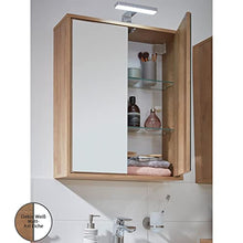 Fackelmann - Set di mobili da Bagno in Stile Rustico, 60 cm, con Specchio a LED, 4 Pezzi, Colore: Bianco