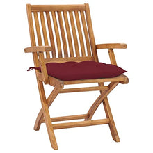 vidaXL Sedie da Giardino 2 pz con Cuscini Rosso Vino Massello di Teak