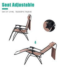 PAKUES-QO Sedia a Sdraio Pieghevole a gravità Zero Sedile Prendisole reclinabile Regolabile Comodo e Traspirante per Piscina, Patio, Spiaggia, Cortile Marrone