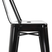 homcom Set 4 Sgabelli per Casa o Bar in Metallo Nero Leggero, Design Industriale con Poggiapiedi (44 x 49 x 116 cm)