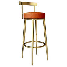 GYPPG Breakfast Barstool Kitchen Chair Textile Linen Upholstered Round Seat with Backrest And Footrest/Bistro Coffee/Gold Legs,Max Load 440lb(Orange)