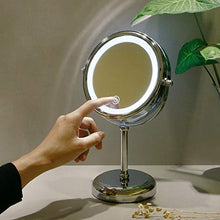 YASEking. Specchio da Toilette con Le luci, LED Illuminato Bagno Trucco Specchio con ingrandimento 5X, Batteria o USB autoalimentato, Double Sided Rotonda controsoffitto Specchio