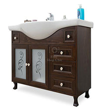Shop Chic Arredo bagno base e lavabo color noce scuro arte povera 105 cm