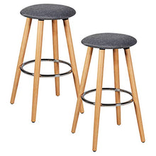 COSTWAY Set da 2 Sgabelli da Bar Alti Rotondi, Sedia per Cucina con Poggiapiedi, Gambe in Legno, Grigio