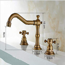Faucet-4456 Rubinetto Lavabo, Ampio Rubinetto Doppio Manico in Rame Antico