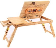 Xicaimen Scrivania per Laptop Scrivania per Laptop con cassetti e ventole Tavolo Portatile Pieghevole sollevabile e abbassabile per Divano Letto