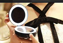 Dr.Sprayer Lampada da Tavolo Specchio Luminoso bifacciale Rotondo Specchio per Trucco Nero a LED Triplo con Lente d'Ingrandimento Specchio Portatile Creativo 5X Due File