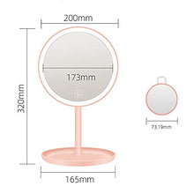 BGROESTWB Specchi compatti Tocca Desktop Lampada dello Specchio Principale con Spia di Ricarica Trucco dello Specchio Specchio di Trucco Desktop .per Casa (Color : Pink, Size : 32X20X17cm)