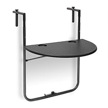 Relaxdays Tavolino per Balcone Pieghevole Modello Bastian in Ottica Rattan, Nero, 63x60x84 cm