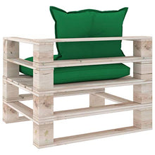 vidaXL Divano da Giardino in Pallet con Cuscini Verdi in Legno di Pino