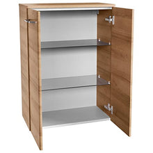 FACKELMANN Set di mobili da bagno grande, 5 pezzi, modello Milano sospeso, vasca in ceramica da 100 cm e armadietto a specchio a LED