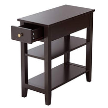 DREAMADE Tavolino Angolare a 3 Ripiani con Cassetto, Comodino Compatto, Stile Classico ed Elegante per Soggiorno, Camera da Letto e Balcone, 60 x 28,5 x 61 cm (Marrone)