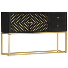 vidaXL Credenza Nero e Oro 120x30x75 cm in Legno Massello di Mango