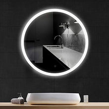 POPSPARK Specchio per Il Trucco, Bagno a Specchio Rotondo con Illuminazione a LED, Design a Specchio con Interruttore tattile,con Anti-Nebbia,per Bagno