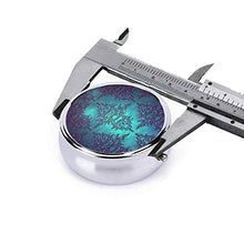Scatola rotonda per medicina portatile, mini pillole in metallo, dispenser per pillole tascabili, borsa da viaggio, motivo damascato viola