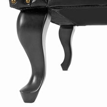 Mendler Poggiapiedi Stile Vittoriano Chesterfield Ecopelle 47x77x39cm Nero