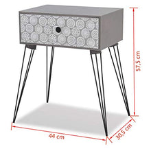EBTOOLS - Comodino da comodino, colore: grigio, con cassetti e gambe in acciaio, 44 x 30,5 x 57,5 cm