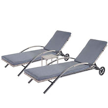 Mendler Set 2X lettini Regolabili da Esterno HWC-E27 polyrattan Grigio con Cuscino Grigio Scuro