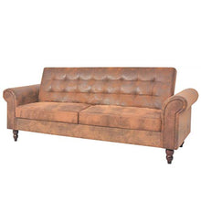 Festnight Divano Letto Chesterfield Moderno con Braccioli Pelle Scamosciata Sintetica Marrone
