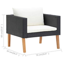 Tidyard Divano da Giardino Singolo con Cuscini in Polyrattan Nero