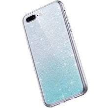 Saceebe Compatibile con iphone 7 plus/8 plus Custodia Silicone Transparente TPU Glitter Brillare Colore sfumato Custodia TPU Silicone Morbida Glitter TPU Cover Custodia Cover [Antigraffio],blu