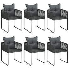 FAMIROSA Set da Pranzo da Giardino 7 pz in Rattan PVC Nero e Marrone-0110
