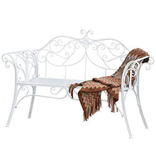 Outsunny Panca da Giardino Panchina 2 Posti Esterno Metallo 131 × 51 × 90cm Bianco