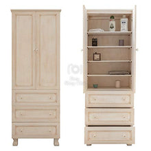 Shop Chic Colonna Bagno armadietto Avorio decapè con Ante e cassetti multiripiano