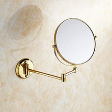 YYSDH - Specchio da parete per trucco, 20,3 cm, girevole a due facce, allungabile, pieghevole, per bagno, rasatura, cosmetico, trucco, ingrandimento 5X/1x, dorato