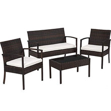 TecTake Set di MOBILI Rattan Arredamento Giardino Set Completo - Disponibile in Diversi Colori - (Nero-Marrone)