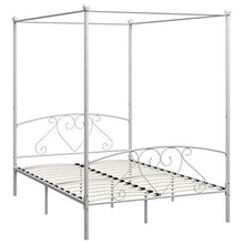 SKM Letto a Baldacchino Bianco in Metallo 160x200 cm (27kg)