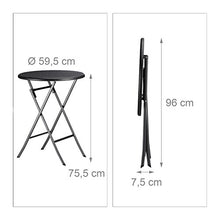 Relaxdays 10020758_46 Set Tavolo e Sedie da Campeggio BASTIAN, Pieghevoli, 3 Pezzi, Rattan, HxLxP 75,5x60x60 cm, Nero